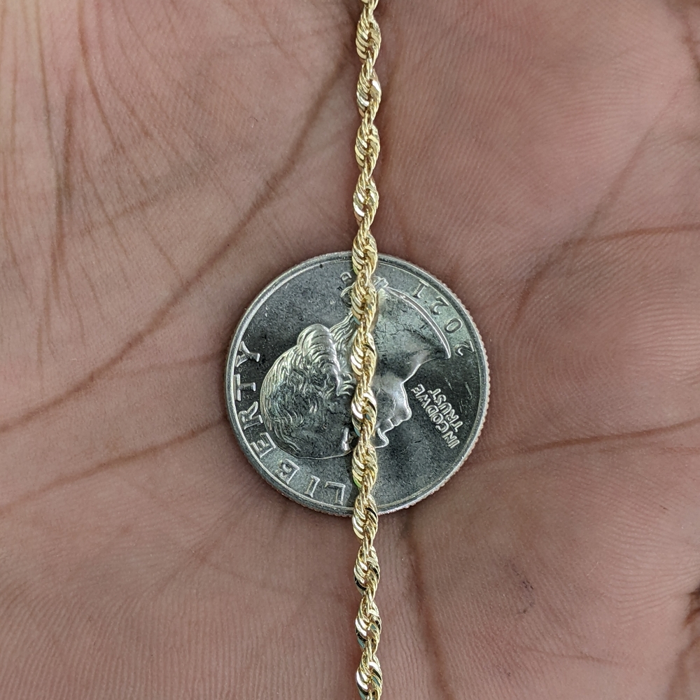 10kt Real Gold Rope Chain 2mm 24 inch - Picture 5 of 7